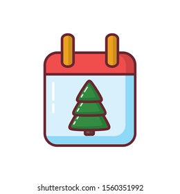 Pine tree calendar design, Merry christmas season decoration card invitation celebration and holiday theme Vector illustration