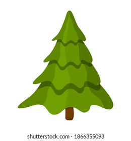 Pine tree cartoon illustration isolated on white.  Vector fir tree design for christmas. Empty christmas tree. Xmas symbol template. Traditional winter tree icon.