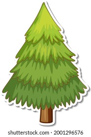 A pine tree cartoon sticker illustration