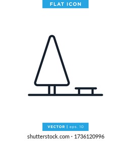 Pine Tree mit Stuhl Icon Vector Design Vorlage. Park Symbol. Editable Stroke