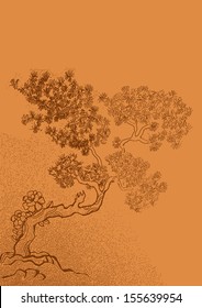 Pine tree. Chinese landscape. beautiful Oriental background