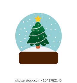 pine tree christmas in crystal ball isolated icon vector illustration design