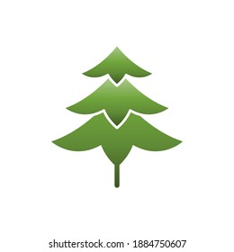 Pine tree or Christmas tree flat icon, Vector.

