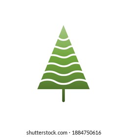 Árbol de pinos o icono plano del árbol de Navidad, Vector.
