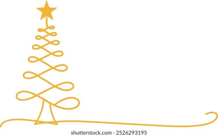 pine tree christmas line art vector background banner