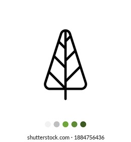 Pine tree or Christmas tree outline icon, Vector.