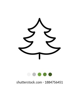 Pine tree or Christmas tree outline icon, Vector.