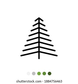 Pine tree or Christmas tree outline icon, Vector.