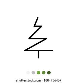 Árbol de pinos o icono de contorno de árbol de Navidad, Vector.
