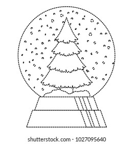 pine tree christmas in snow ball icon
