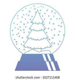 pine tree christmas in snow ball icon