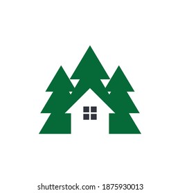 pine tree christmas vector icon template illustration