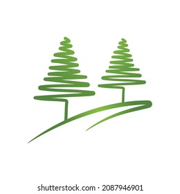 pine tree christmas vector icon template illustration