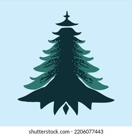 Pine tree or christmas tree vector illustration