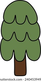 Pine tree. Christmas tree. Vector and illustration.