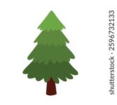 Pine tree clip art, pine tree vector, cartoon fir tree, spruce vector art, isolated on white background