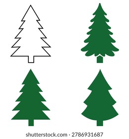 Pine tree collection illustration featuring evergreen forest nature and christmas tree icon concept for outdoor and seasonal design projects