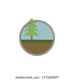 Pine tree colored in circle icon. Element of colored landscape in circle icon for mobile concept and web apps. Colored Pine tree can be used for web and mobile