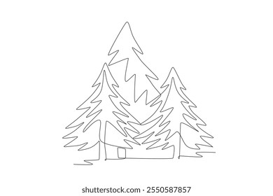 Pine tree concept one-line drawing