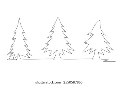 Pine tree concept one-line drawing