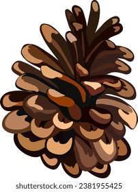 Pine tree cone branch Vector illustration. Christmas and New Year decor. Winter holidays design elements. Pine. Eps 10
