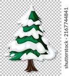 A pine tree covered with snow on grid background illustration
