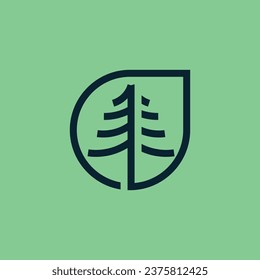 Pine tree design element vector icon with creative concept