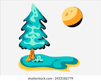 pine tree design with modern illustration concept style for badge farm agriculture sticker illustration