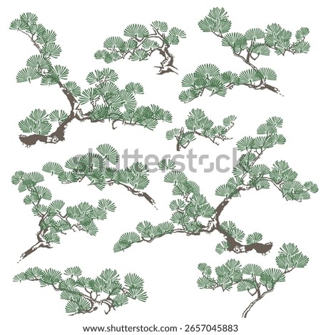 Pine tree drawn using Japanese painting techniques,