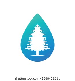 pine tree drop waterabstract logo modern style 