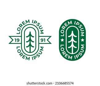 Pine Tree Emblem Logo Concept Vector Illustration