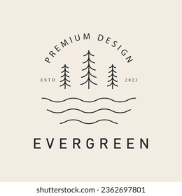 árbol de pinos línea evergreen diseño de logotipo