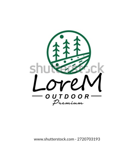 Pine Tree Evergreen Timberland Logo Design Vector Line Art