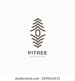 Pine Tree and Eye Icon Monoline Logo Template. Nature Universal creative premium symbol. Spruce Tree Vector illustration