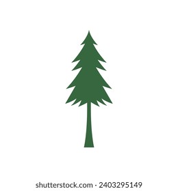 Pine tree fir icon flat design