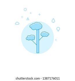 Pine Tree Flat Vector Icon. Wild Tree Illustration. Light Flat Style. Blue Monochrome Design. Editable Stroke. Adjust Line Weight.
