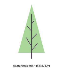 pine tree foliage botanical cartoon icon vector illustration
