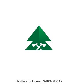 Pine Tree Forest Axe Logo vector