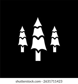 Pine Tree Forest Icon on Black Background
