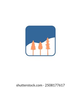 Marco cuadrado de Pine Tree Forest Mountain. Monte el Vector del logotipo del icono.