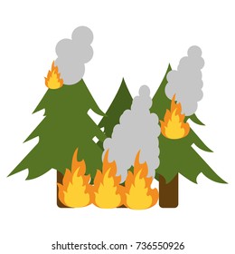 Pine Tree Forest On Fire Icon Image 