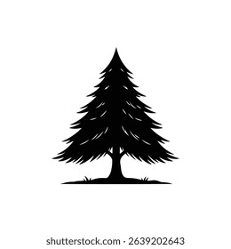 Pine tree forest silhouette isolated icon design