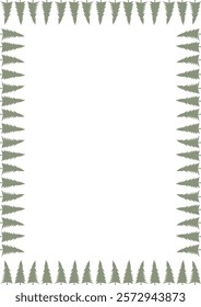 Pine tree forest simple frame. Nature template to write text matter. Tree elements on white background