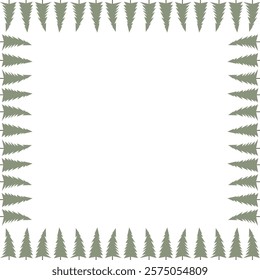 Pine tree forest simple square frame. Nature template to write text matter. Tree elements