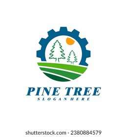 Kiefernbaum mit Logo-Design-Vektorgrafik. Design des Creative Pine Tree Logos Vorlage