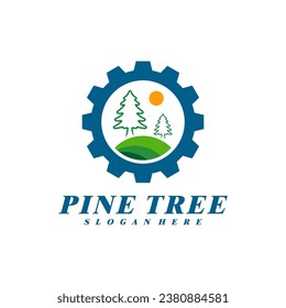 Kiefernbaum mit Logo-Design-Vektorgrafik. Design des Creative Pine Tree Logos Vorlage