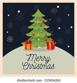 Pine tree and gifts of Christmas season design