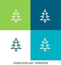 Pine tree green and blue material color minimal icon or logo design