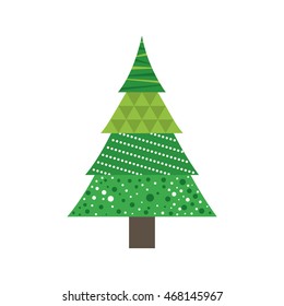 pine tree green cartoon merry christmas celebration icon. Isolated and flat illustration, vector