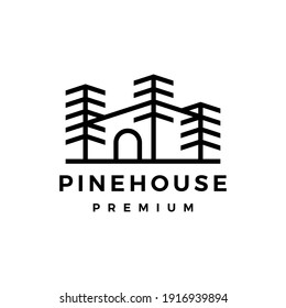 pine tree house logo vector icon illustration